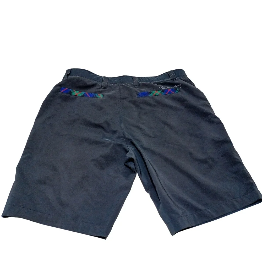 William Murray Golf Shorts Mens 34W Black Plaid Accent Performance Preppy Club
